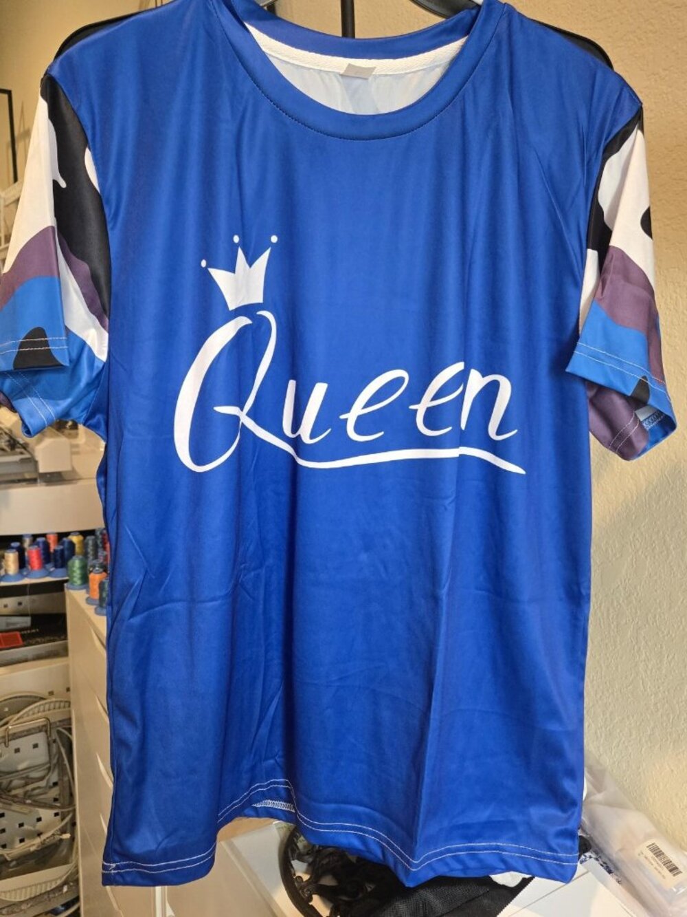 Royal Blue Crewneck Short Set "Queen" Size L